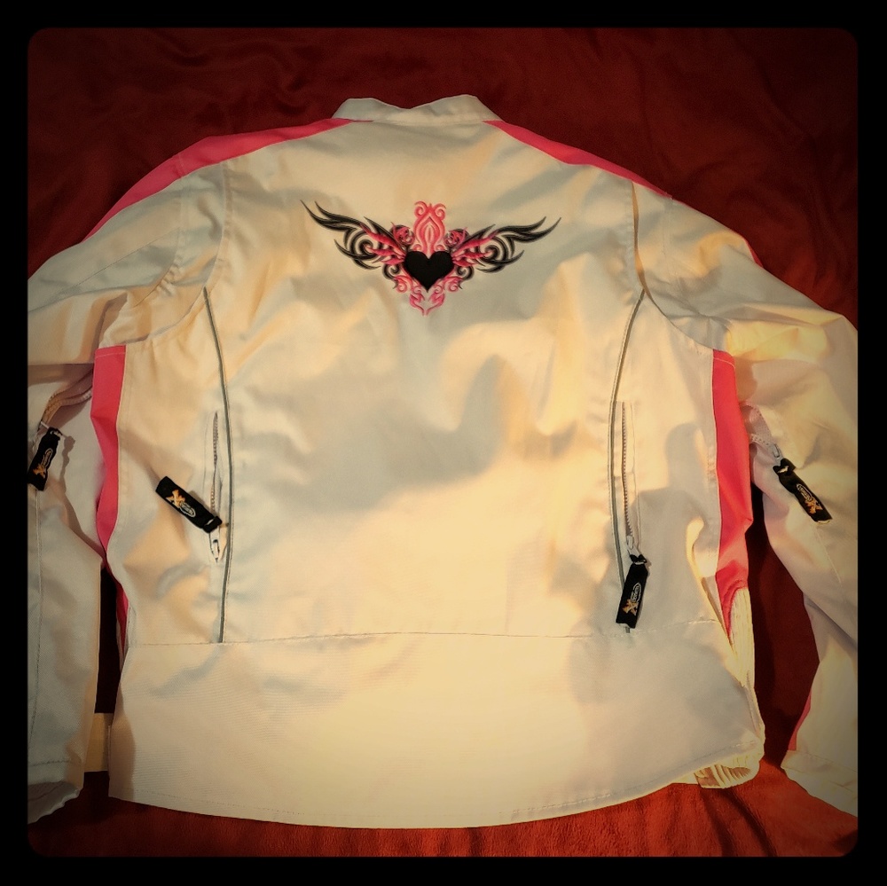 Reflective tribal heart motorcycle jacket